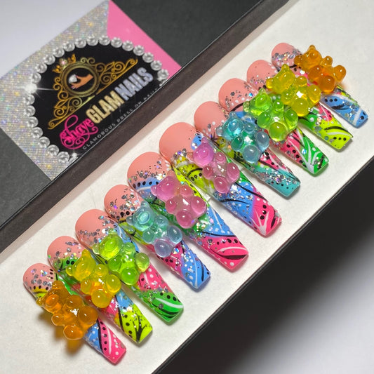 Gummy Bear 90s Glam Style Press On Nails