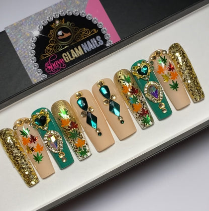 Forest Fall Glam Press On Nails