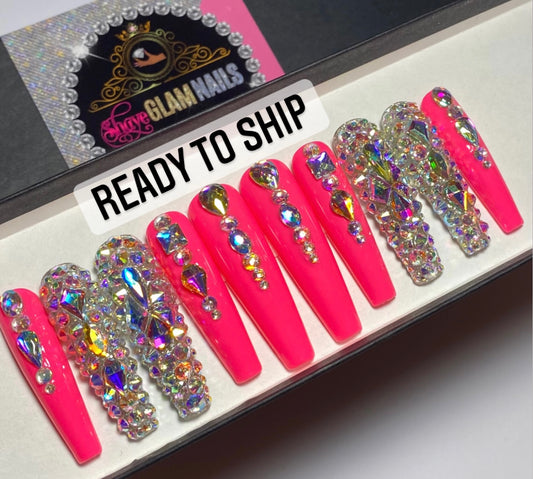 Ready to Ship | Pink Diamond | Medium | Extra Long Coffin
