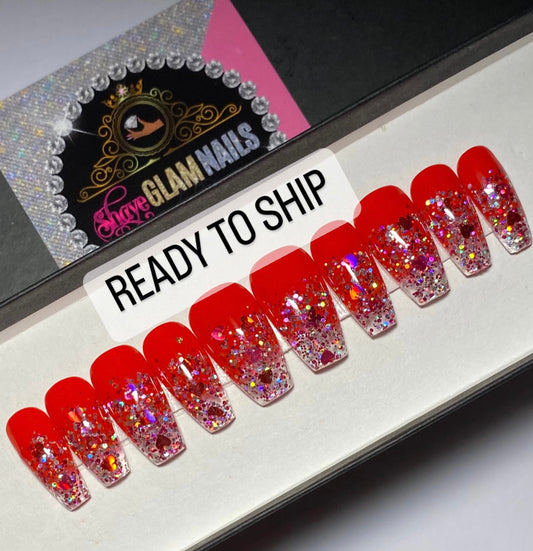 Ready to Ship | Red Ombré | Small | Medium Coffin