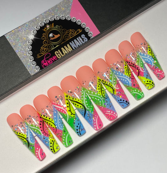 90s Glam Style Press On Nails