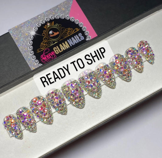 Ready to Ship | All Bling Everything | Small | Short Stiletto/Almond