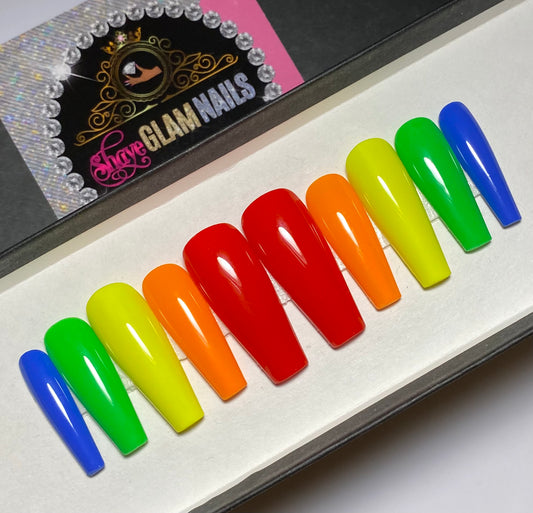 Rainbow Press On Nails